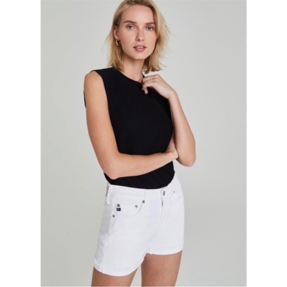 AG The Hailey Ex-Boyfriend Roll-Up Cuff Short 30R Optic White - Picture 2 of 16